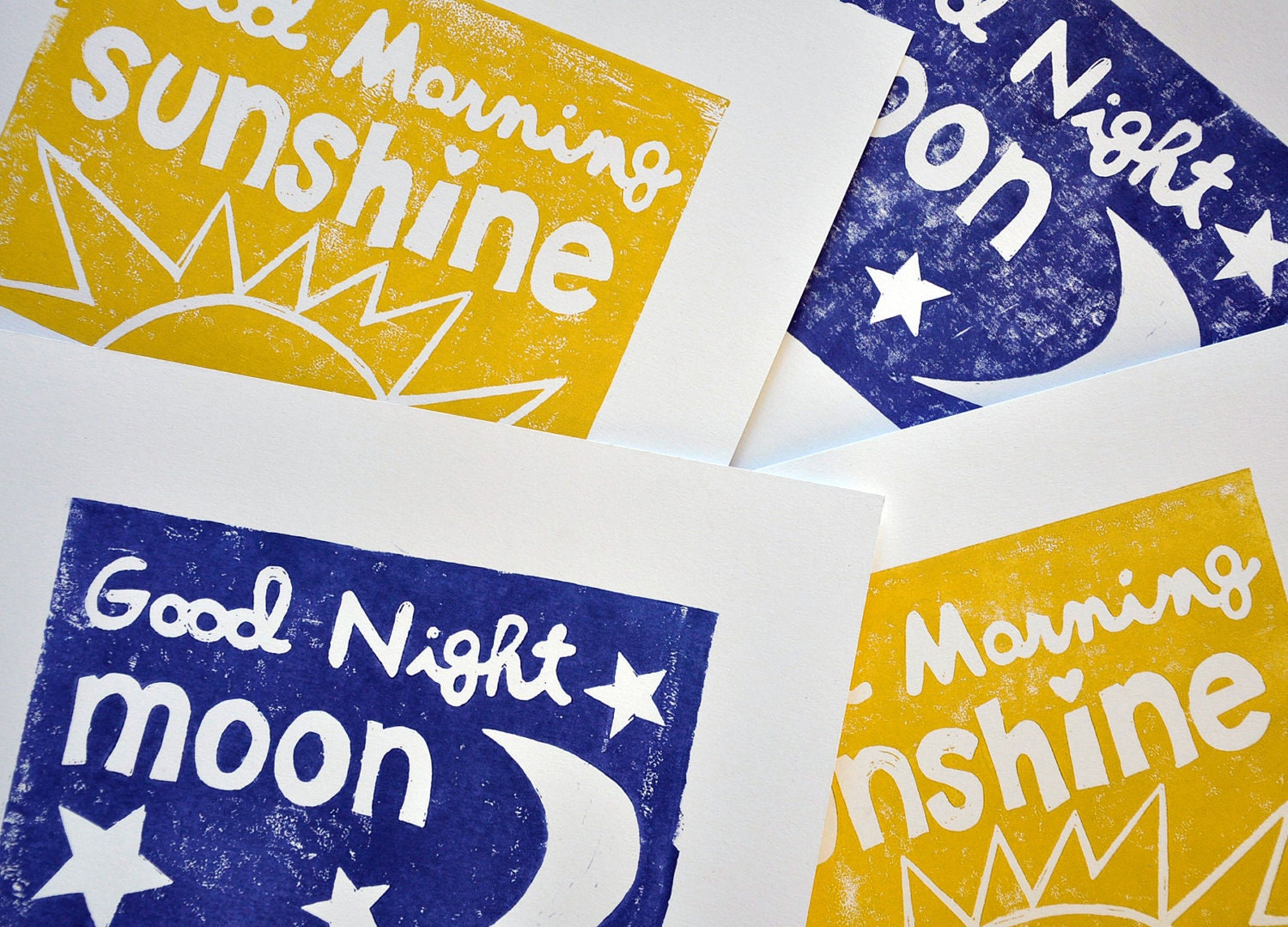 GOOD MORNING SUNSHINE - mustard yellow - original linocut print - letterpress - 8x10