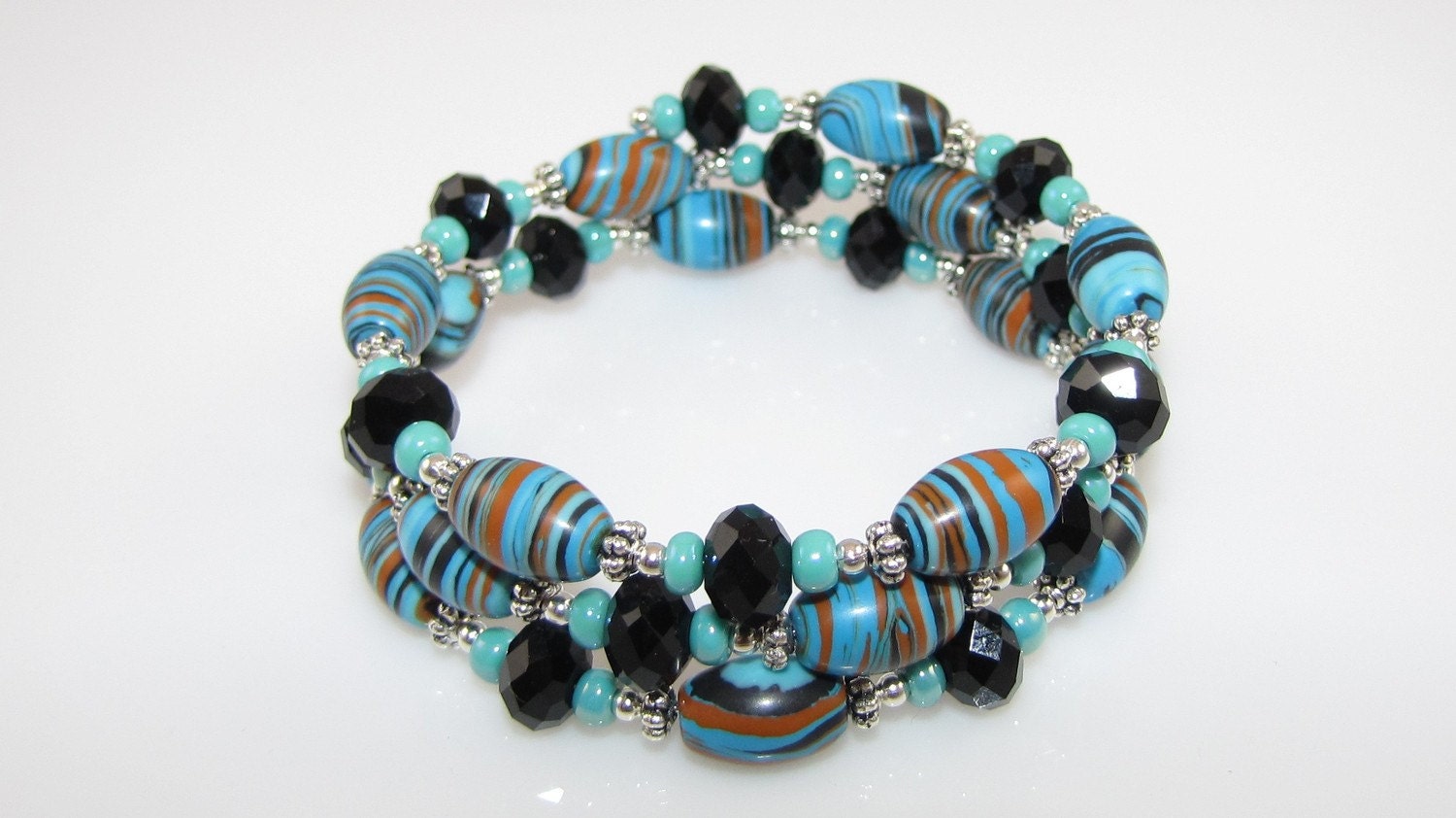 CLEARANCE fun and funky 3 strand gemstone bracelet