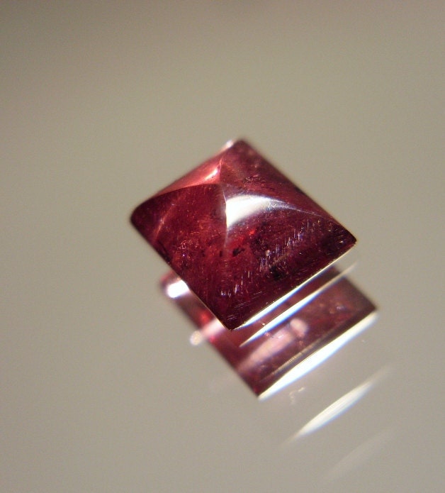 Rectangle 1.57ct Garnet Sugar Loaf Cabochon I1 - Rhodolite Garnet w/ Rare 4 ray Star effect