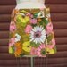 Retro 1960s Barkcloth Hippie Flower Print MiniSkirt