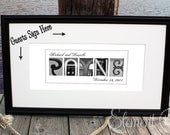 Unique Surname Letter Art Wedding Guest Book - Personalized WEDDING GUEST BOOK Decoration for Bride and Groom, Classic Frame, Made to Order