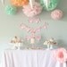 Maggie Collection- 5 Pom Poms- baby girl shower hanging decorations/ wedding shower/ getaway car decoration/ vintage party decorations