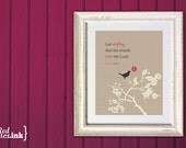 Wall Art - Song Bird (tan, pink, creme with sparrow/branch embellishment)  Psalm 150:6 - 8 x 10 Print
