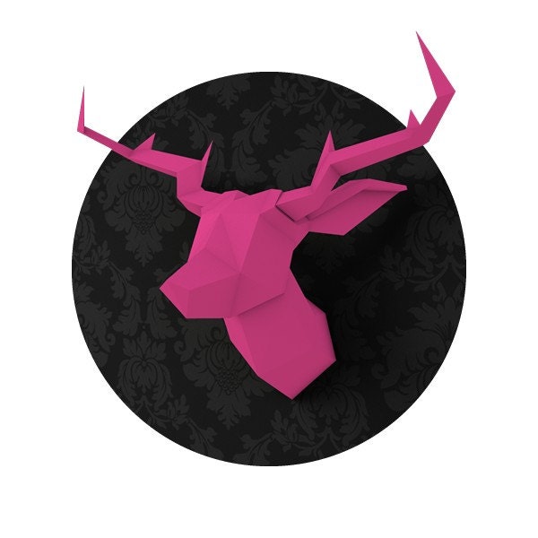 Magenta Foldeer - Deer Head Papertoy
