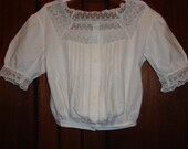 Antique English Victorian Cotton & Lace Corset Cover Camisole