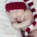 Newborn Santa Hat Striped Christmas Elf Hat Newborn Photography Prop Burgandy and White