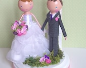 Customised wedding cake topper- bride and groom-clothespin dolls