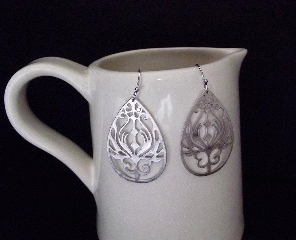 Silver Peacock Earrings