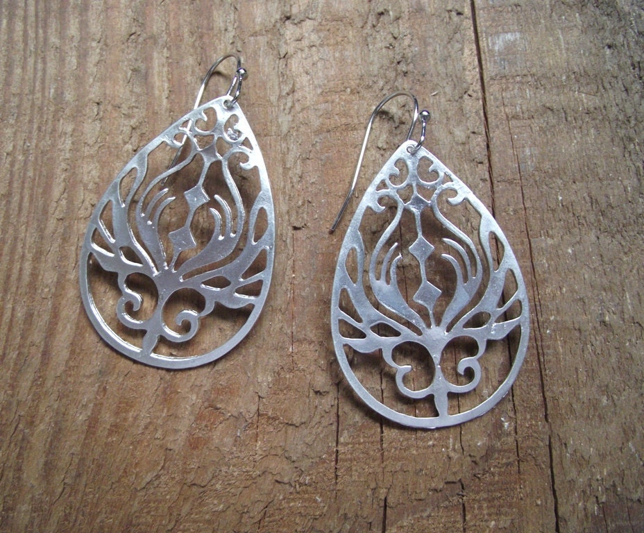 Silver Peacock Earrings