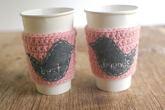 BEST FRIENDS Coffee cup cozy matching set by The Cozy Project
