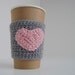 Cup cozy, Gray with Pink heart by The Cozy Project
