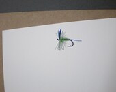 A6 engraved notecards with fly fishing motif, and kraft envelopes - PACK OF 6