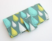 Raindrop Bifold Wallet - Smart Phone Clutch -  Dew Drops in Storm, Prince Charming, Tula Pink - Wristlet Option