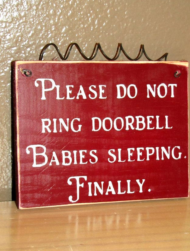 Please Do Not Ring Doorbell, BABIES Sleeping  Wood Primitive Door Sign for TWINS