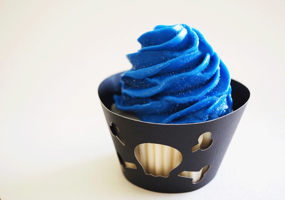 Skull and Cross Bones Cupcake Wrappers In Your Choice of Color Qty 12 By Your Little Cupcake