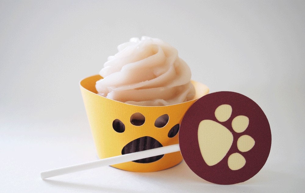 Paw Print Cupcake Wrappers In Your Choice of Color Qty 12 By Your Little Cupcake