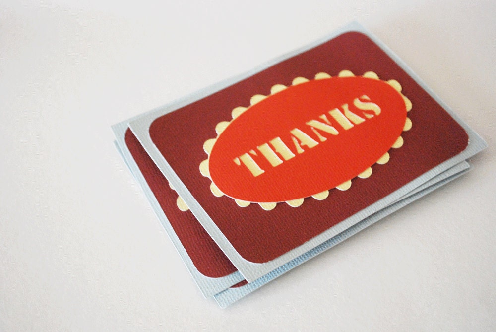 Thanks Note Card Flats In your choice of colors Qty 12 By Your Little Cupcake