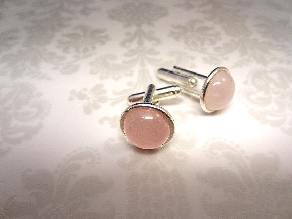 Cuff Links Rose Quartz in Silver Unisex Accessory