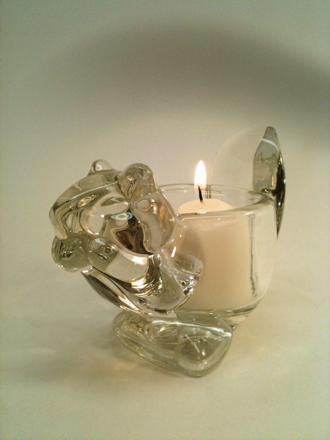 Vintage Crystal Squirrel Candle Holder.  Avon Collectible.