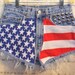 Vintage LEVIS Denim Shorts - Studded American Flag Style Waist 27 inches