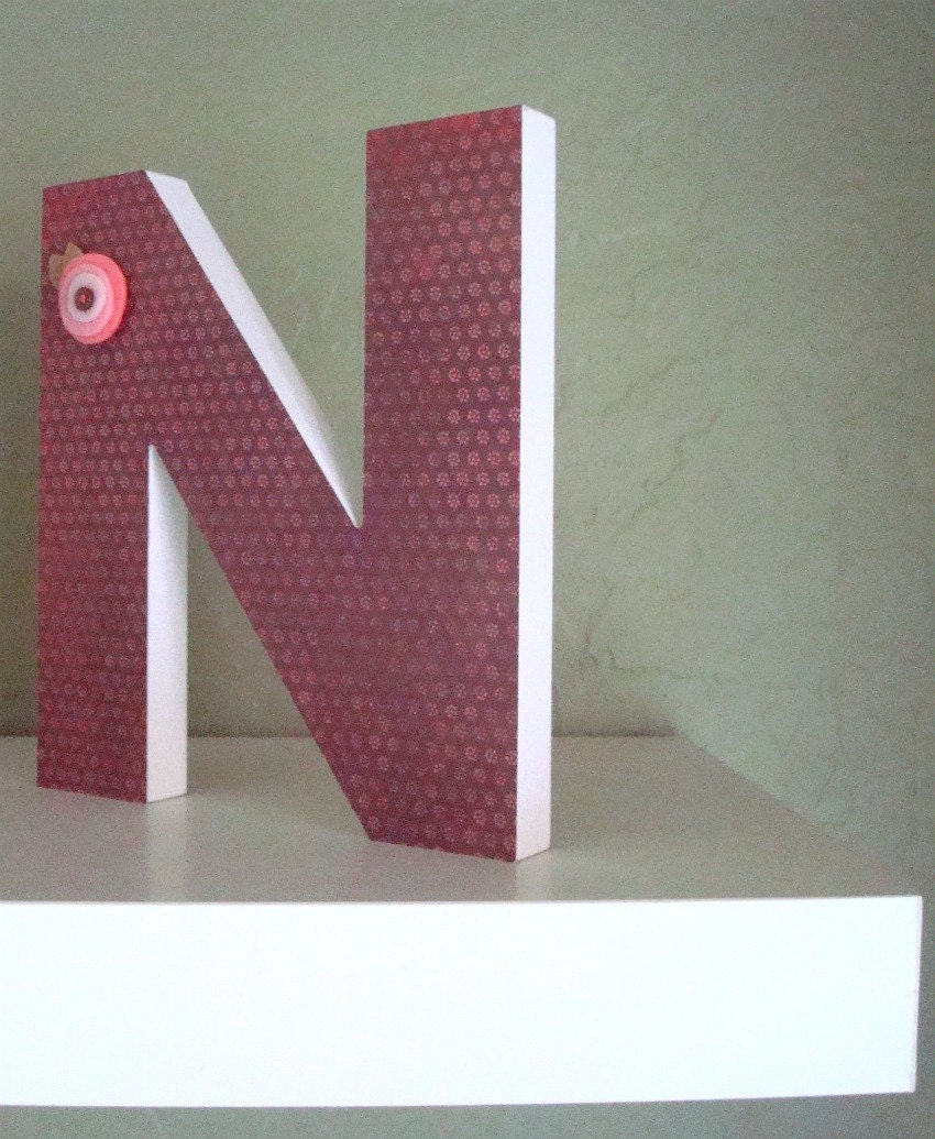 SALE - Decorative Letter N - Room Decor, Wedding Initial Ready to Ship