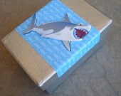 SALE - Tooth Fairy Box - Shark Tooth - Great White Shark Box, Trinket Box for boys
