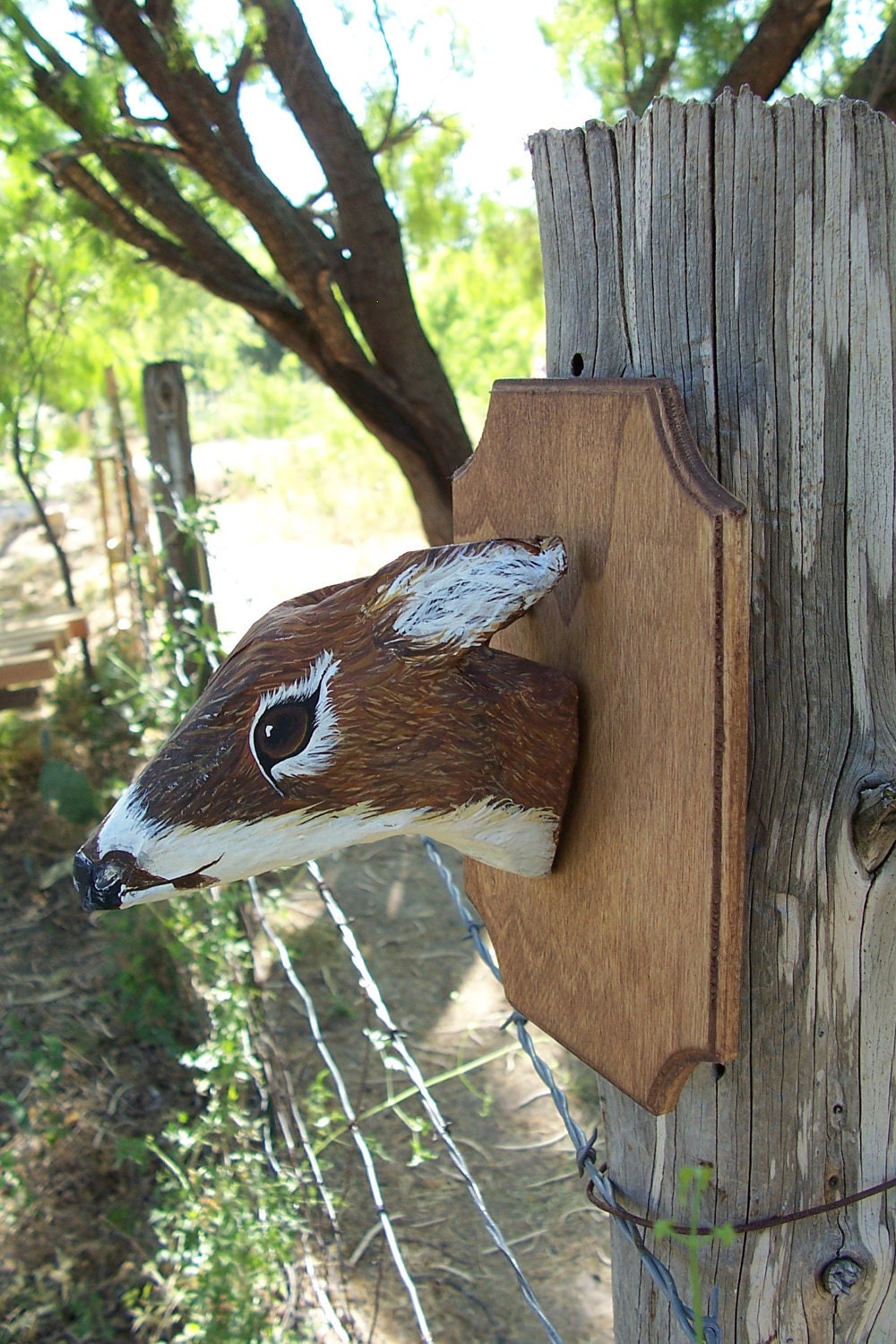 Items similar to Paper Mache Handpainted Deer Head on Etsy