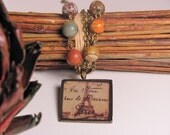 Eiffel Tower Necklace French Jewelry Resin Necklace French Ephemera Paris Necklace Jasper Necklace