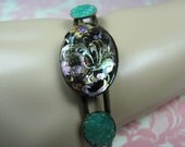Asian Bracelet Ethnic Bracelet Green Bracelet Vintage Bracelet Retro Bracelet Harajuku Bracelet Shabby Chic Bracelet Cabochon Bracelet