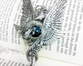 Adaro - Aged silver plated brass filigree pendant Fantasy mythology jewelry Vintage victorian steampunk gothic style