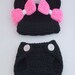 Minnie Mouse Inspired Diaper Cover & Hat Set with Suspenders - Newborn - 3 Months