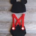 Minnie Mouse Inspired Diaper Cover & Hat Set with Suspenders - Newborn - 3 Months