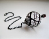 Pagan Decor. Gothic Witch Ball in Antique Silver and blackened brass. Wee Portable Spirit Catcher. Glass Ornament. Pagan Wicca
