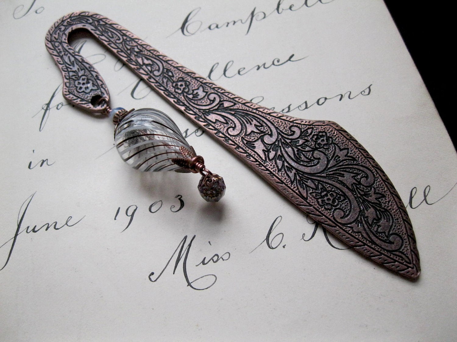 Hot Air Balloon Beaded Bookmark. Bon Voyage. Steampunk Bibliophile. Travel Diary.