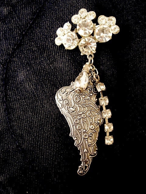Azrael's Wing Salvaged Vintage Rhinestone Brooch