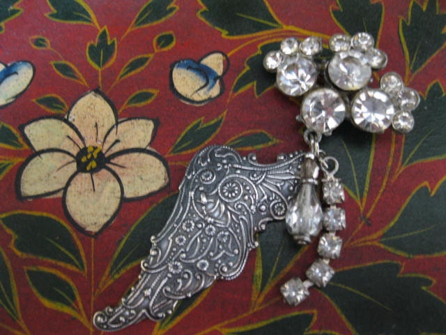 Azrael's Wing Salvaged Vintage Rhinestone Brooch