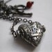 Steampunk Valentine. Patchwork Heart, Pewter Pendant with Carnelian bead Feral Valentine.