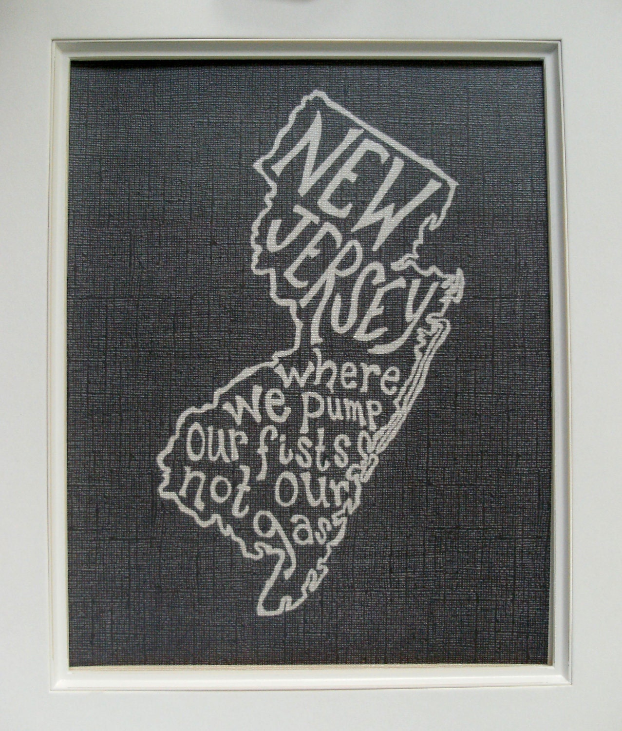 New Jersey Where We Pump Our Fists Not Our Gas - Black Background - 8x10 Illustrated Print by Mandipidy