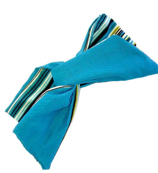 Teal and Stripes Reversible Retro Twisty Headband
