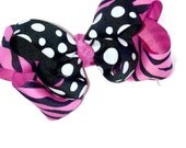 Hot Pink Zebra and Polkadot Layered Boutique Bow
