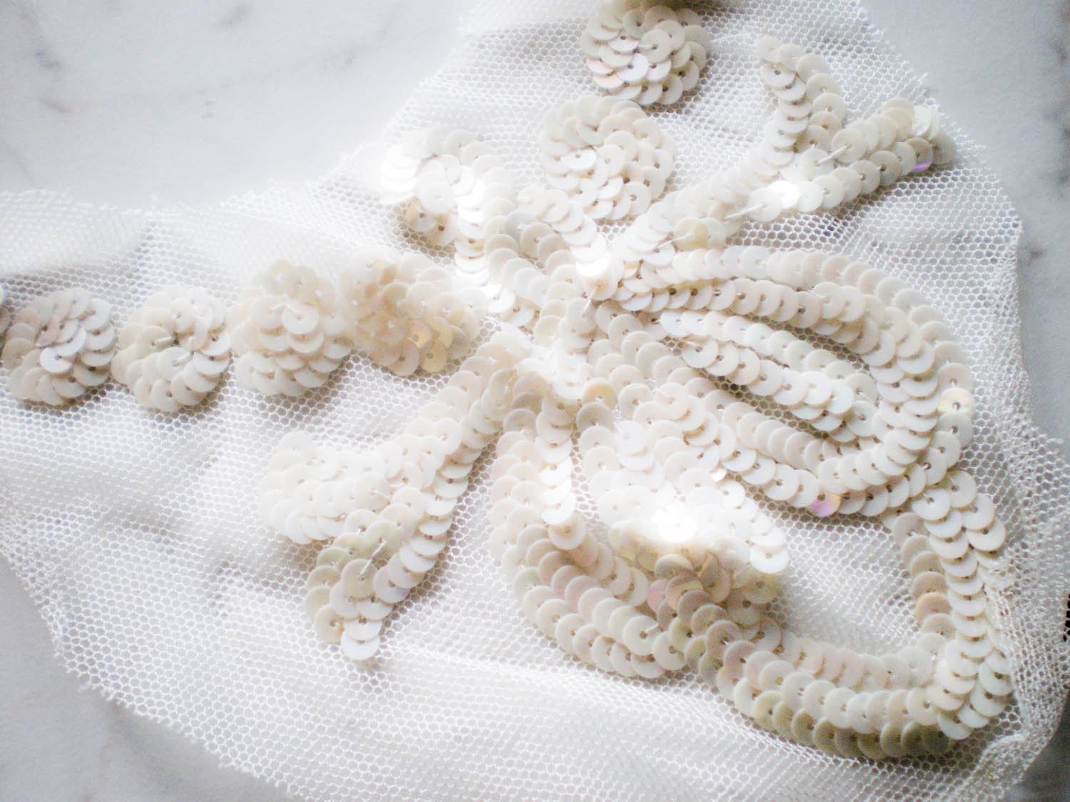 1930's Sequins for Dress White Paillettes vintage Wedding
