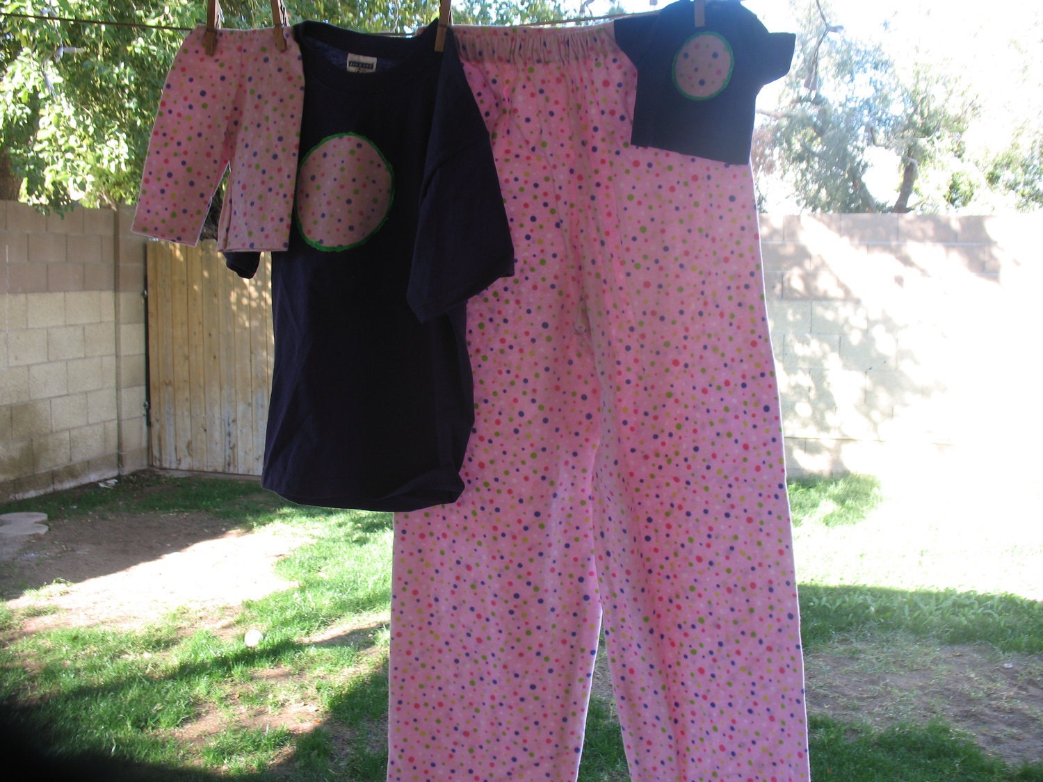 Polka Dot Pant Pajama Set For Girl Sz Large (10) And 18" American Girl Doll