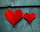 Valentine Heart Red Paper Ornaments, Holiday decoration