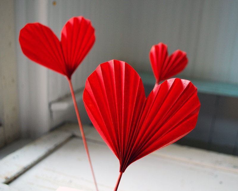 Red Heart Blossoms, Paper Valentines , Mothers Day Gift, First Wedding Anniversary gift