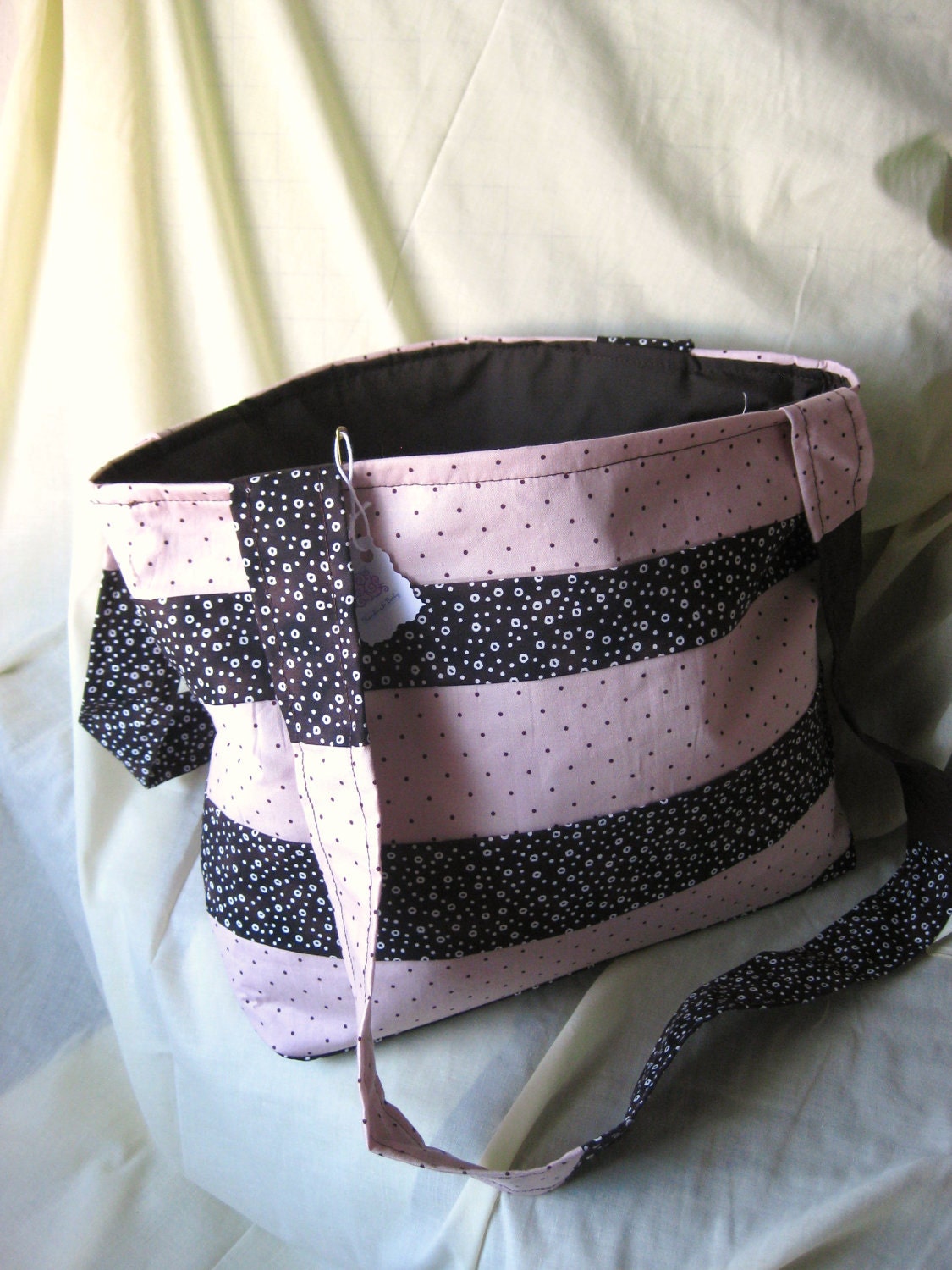 Brown and Pink Polka Dots Tote Shoulder Bag