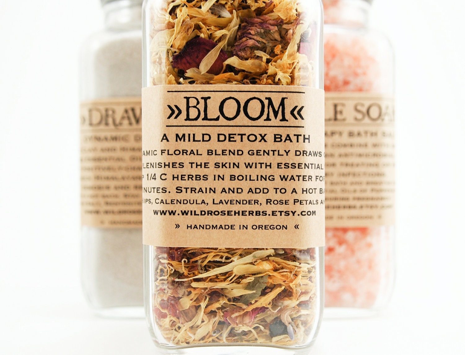 Bottle Bath Gift Set Pink Himalayan Bath Salts Herbal Bath Jar Detox Baths