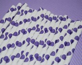 25 purple polka dot  paper drinking  straws -  with FREE Blank Paper Flags.  See also - "Personalized" flags option.