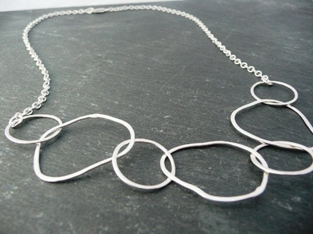 Silver Hammered Ring Necklace