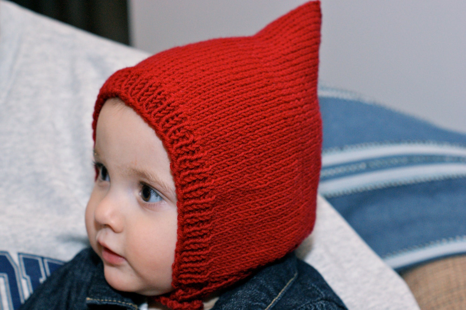 Toddler pixie cap and mittens dark red vintage style