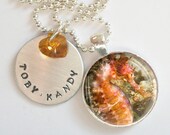 Seahorse Personalized Hand Stamped Necklace Swarovski Crystal Heart  r17